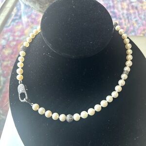Black Diamonds/Pearl Necklace /Bracelet